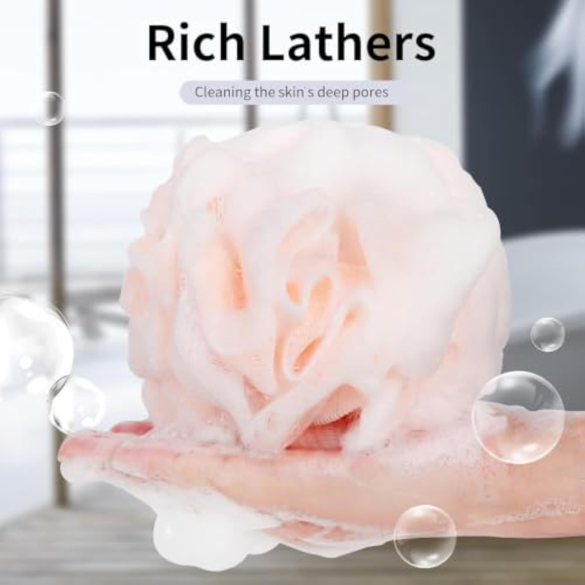 Bathing Loofah Sponge Poufs, Eco-Friendly Exfoliating